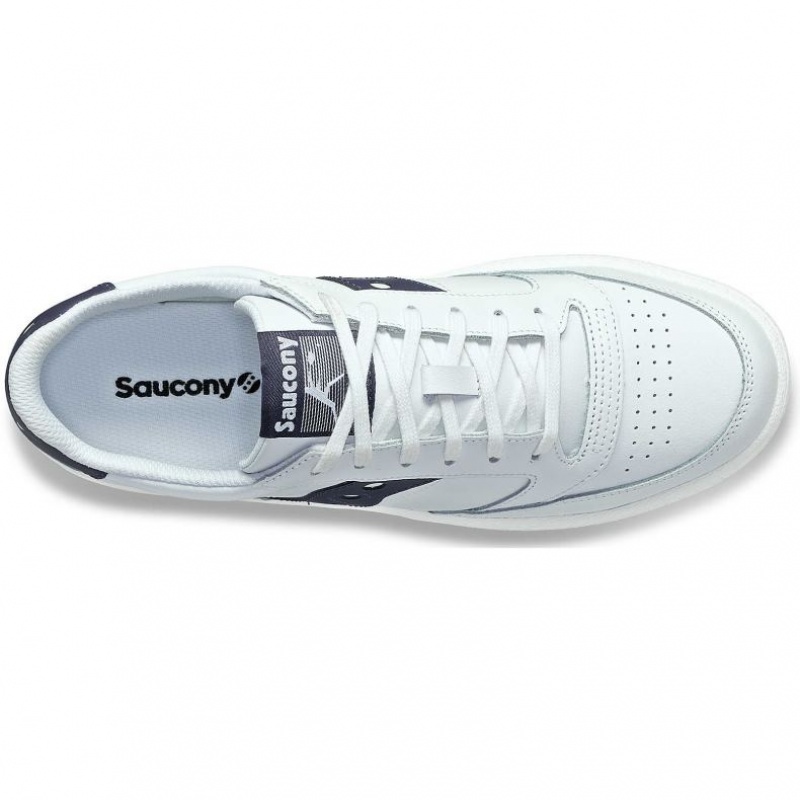 White / Navy Saucony Jazz Court PU Women's Sneakers | EGYPT GCTEDF