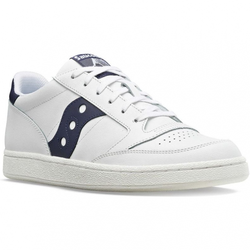 White / Navy Saucony Jazz Court PU Women's Sneakers | EGYPT GCTEDF