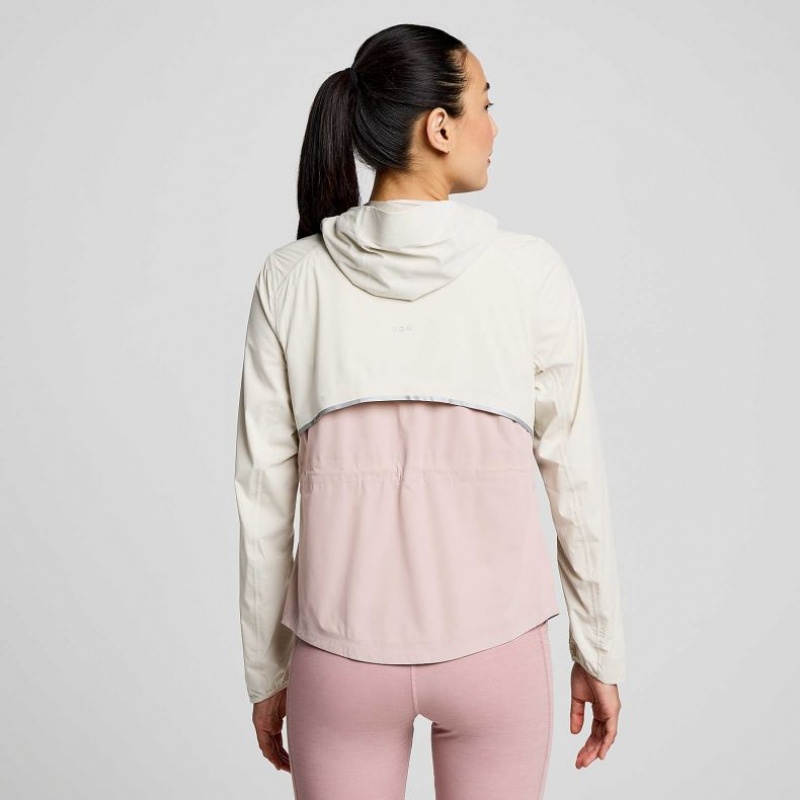 White / Pink Saucony Runshield Women's Jacket | EGYPT XHOZSY