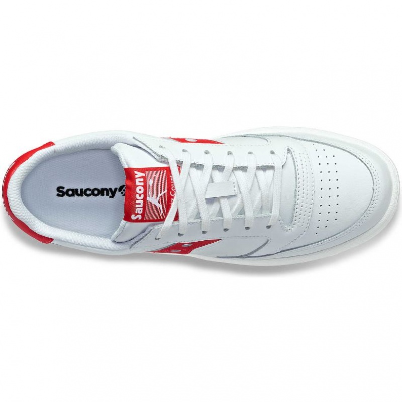 White / Red Saucony Jazz Court PU Men's Sneakers | EGYPT MJQAYS