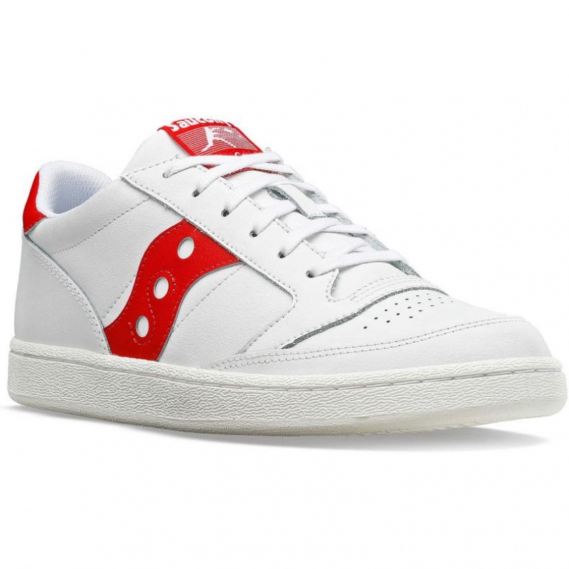 White / Red Saucony Jazz Court PU Men's Sneakers | EGYPT MJQAYS