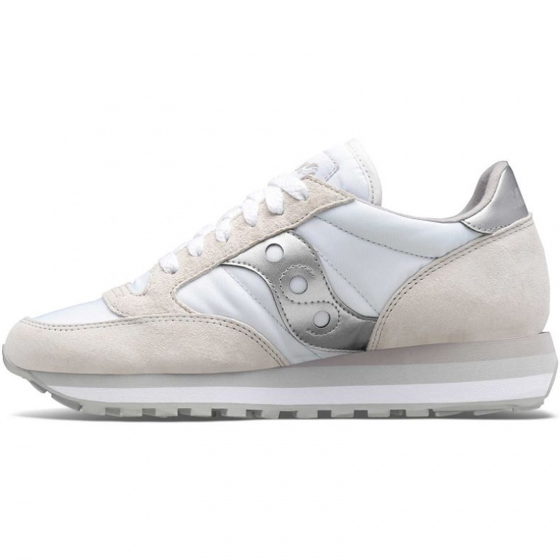 White / Silver Saucony Jazz Triple Women's Sneakers | EGYPT CTWGES