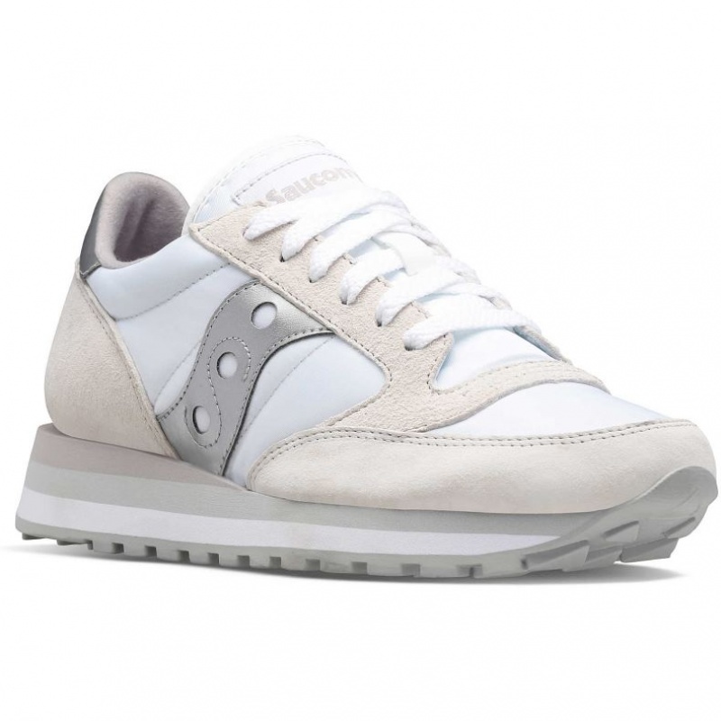 White / Silver Saucony Jazz Triple Women's Sneakers | EGYPT CTWGES