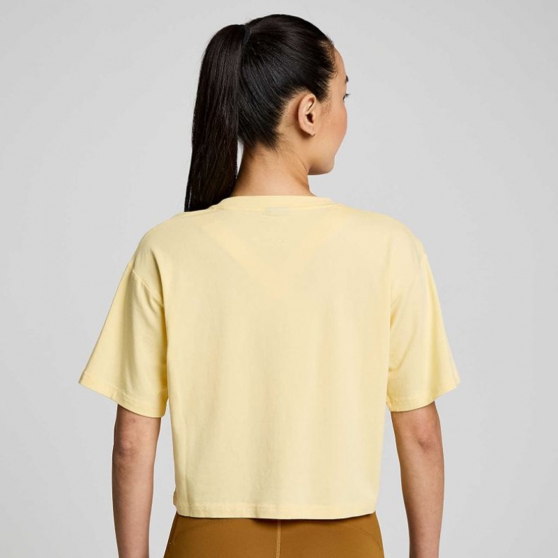 Yellow Saucony Recovery Boxy Women's T-Shirt | EGYPT PSKTCB