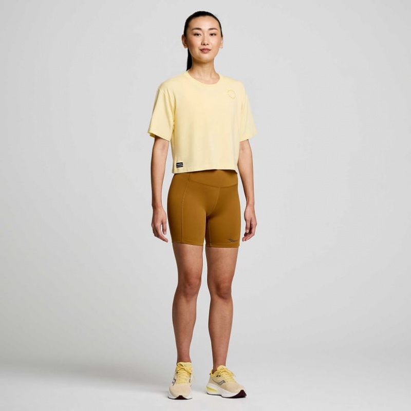 Yellow Saucony Recovery Boxy Women's T-Shirt | EGYPT PSKTCB