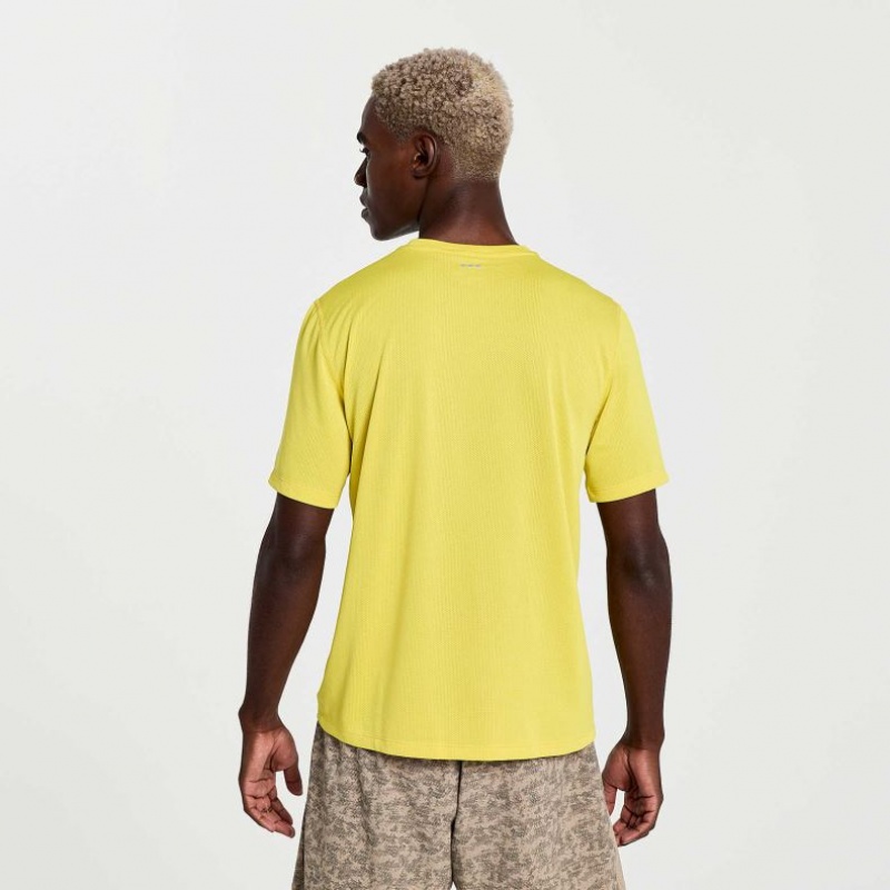 Yellow Saucony Stopwatch Graphic Short Sleeve Men's T-Shirt | EGYPT QJWUXL