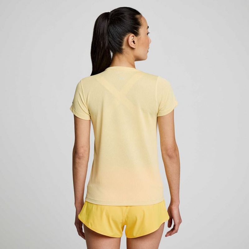 Yellow Saucony Stopwatch Short Sleeve Women's T-Shirt | EGYPT KVZXWI